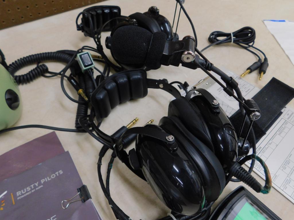 3 Sets Of Flight Headsets - All Working - 1-David Clarck Co. - 2-ASA - Plus Extras