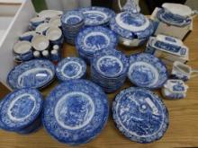 130 Piece Staffordshire Ironstone China Set - "Liberty Blue" - England