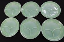 Fire King Jadeite Restaurant Ware - 6-9.5" Divided Dinner Plates - #1