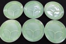 Fire King Jadeite Restaurant Ware - 6-9.5" Divided Dinner Plates - #2