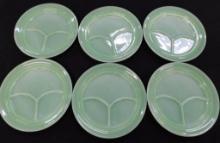 Fire King Jadeite Restaurant Ware - 6-9.5" Divided Dinner Plates - #6