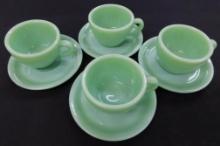 Fire King Jadeite Restaurant Ware - 4 Coffee Cups and Saucers - #2