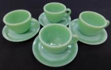 Fire King Jadeite Restaurant Ware - 4 Coffee Cups and Saucers - #3