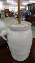 4 Gallon Pottery Churn - Complete with Plunger - Unsigned - Crock 16" x 12" x 10"