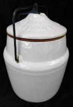 Vintage Pottery Crock with Lock Down Lid and Gasket - 150-52 - 10" x 8"