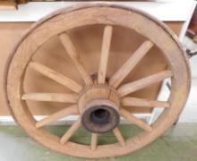 Vintage Wood and Iron Wagon Wheel - 36" x 11.5"