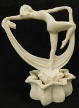 Vintage Figural Art Nouveau Deco 7" Cowan Art Pottery Scarf Dancer Flower Frog