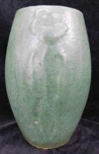 Vintage Unmarked Pottery - McCoy Maybe - Green Glaze Vase - 8.75" x 6"