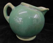 Vintage Pottery Pitcher - Signed Niloak - Green Glaze - 4" x 5" x 4"
