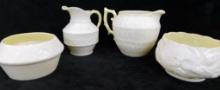 Lot of 4 Pieces of Belleek Bone China - Matching Sugar Creamer - 1 Creamer - 1 Sugar