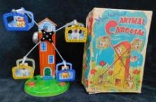Vintage Japanese Mechanical Toy "Animal Carousal" - Works - Original Box - 7" x 6" x 4"