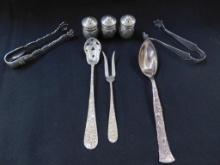 Sterling Silver - Stieff Slotted Spoon and Fork - Tiffany and Co. Spoon - 2 Sugar Tongs