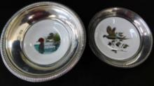 Sterling Silver - Rimmed Bowls - Porcelain By Delano Studios - 5.5" and 4.5"