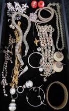 Tray Lot of Misc. Costume Jewelry - Some Signed