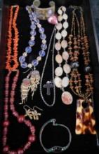 Tray Lot of Misc. Costume Jewelry - Some Signed