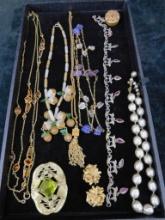 Tray Lot of Misc. Costume Jewelry - Some Signed