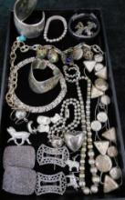 Tray Lot of Misc. Silverplate Costume Jewelry - Some Signed