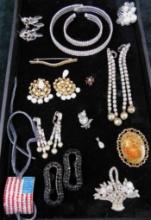 Tray Lot of Misc. Costume Jewelry - Some Signed