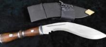 Unmarked Bush Knife with Leather Sheath - 18" Long