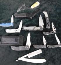 Group of 10 Misc. Pocket Knives and a Vintage Straight Razor