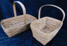 Longaberger Baskets - 2 Pieces - 1988 and 1989 Handled Baskets
