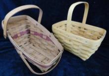 Longaberger Baskets - 2 Pieces - 1991 and 2002 Handled Baskets