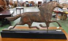 Vintage Copper Weather Vane Base on Wood Base - Running Horse - 19.5" x 32.5" x 3.5"
