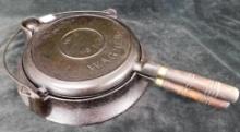 Vintage Wagner No. 8 Cast Iron Wood Stove Top Waffle Maker - Complete