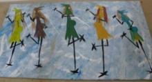 Southern Folk Art - Ernest Lee - "The Chicken Man" - Oil on Plywood - Lady Birds