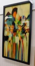 Framed Modern Art - Signed Mark Lawrence - 33.75" x 18"