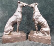 Vintage Cast Metal Dog Bookends - Each 7.25" x 4" x 3"