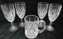 Waterford Marquis Crystal - 4-8.25" Water Goblets - 1-5.75" Beer Mug