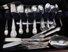 Rogers and Bros. Extra Plate Flatware Set - Service For 8 Plus Serving Pieces - Wood Case