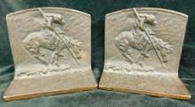 Vintage Hubley "End Of The Trail" Native American Bronze Bookends