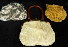Vintage Whiting and Davis Silver Mesh Purse - Whiting and Davis Enameled Mesh Purse