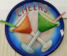 Modern Painted Metal Margherita Sign - "Cheers" - 22.5" x 24"