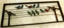 Modern Metal Wall Art - Birds on a Wire - 14" x 36"