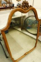 Vintage Wall Hung Mirror with Carved Top and Sides - 39.5" x 27"