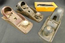 4 Vintage Wood Planes - 2 Marked Stanley - 1 Unmarked - 1 Stanley #75 In Original Box