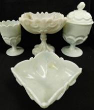 Vintage Milk Glass - Covered Candy - Bowl - Goblet - Compote