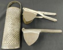 Vintage Kitchen Tools - 1 Henis Press Ricer - 1 Marked Ricer - 1 Grater