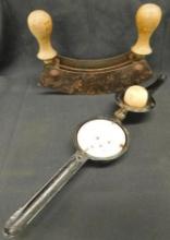 Vintage Kitchen Tools - 1 Curved Double Blade Chopper - 1 Hand Held Lemon Juicer
