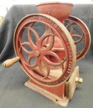 Vintage John Wright Inc Table Top Coffee Grinder - Cast Iron - 9.5" x 10.5" x 6.75"