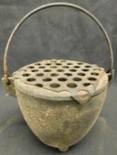 Mini Old Cast Iron Hibachi Grill - Marked "H" on The Bottom - 4" x 4"