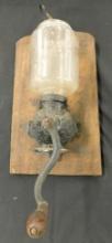 Vintage Wall Hung "Crystal" Coffee Grinder - No Lid to Jar - 16" x 9" x 9"