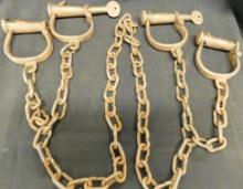 Vintage Steel Ankle and Wrist Shackles with Keys