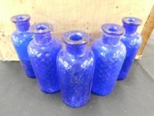 52 Vintage Cobalt Blue Poison Bottles - Each 5" Tall