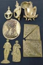 Box Lot with Brass Door Knockers - Plaques and Blotter Corners