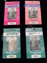 lot of four 2001 masters practice round badges