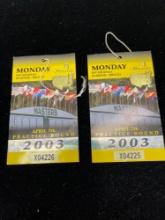 A lot of two 2003 masters practice round badges